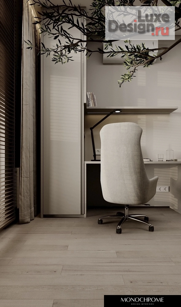 Дизайн интерьера трехкомнатной квартиры "Кабинет в квартире ЖК НЬЮТОН" (фото 4)