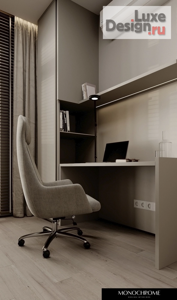 Дизайн интерьера трехкомнатной квартиры "Кабинет в квартире ЖК НЬЮТОН" (фото 6)