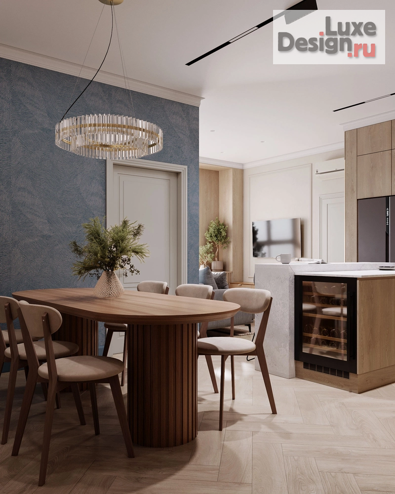 Дизайн интерьера трехкомнатной квартиры " Уютная кухня - гостиная для большой семьи" (фото 4)