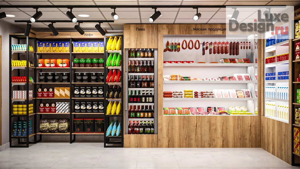 Дизайн интерьера супермаркета "ЕДА ВИНО И МЯСО магазин продуктов у дома в Челябинске" (фото 13)