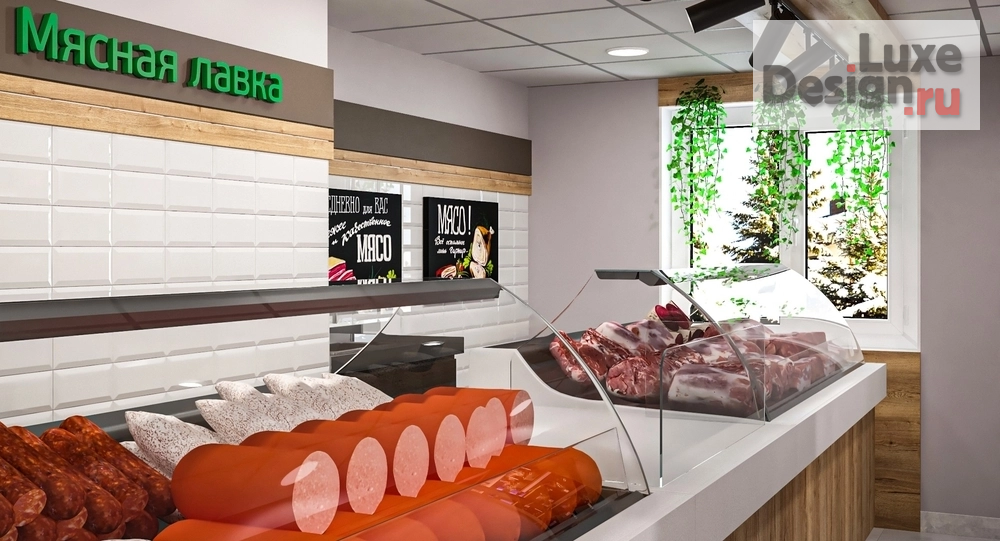 Дизайн интерьера супермаркета "ЕДА ВИНО И МЯСО магазин продуктов у дома в Челябинске" (фото 3)