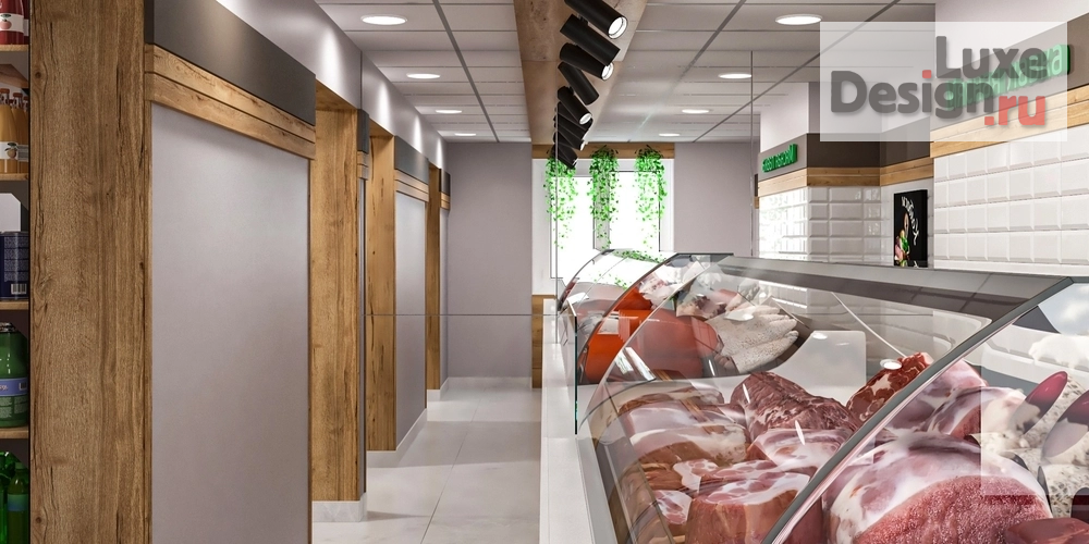 Дизайн интерьера супермаркета "ЕДА ВИНО И МЯСО магазин продуктов у дома в Челябинске" (фото 4)