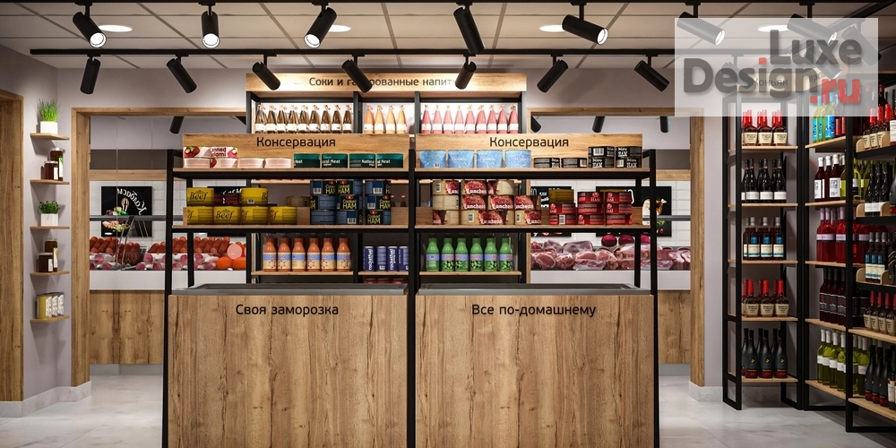 Дизайн интерьера супермаркета "ЕДА ВИНО И МЯСО магазин продуктов у дома в Челябинске" (фото 5)