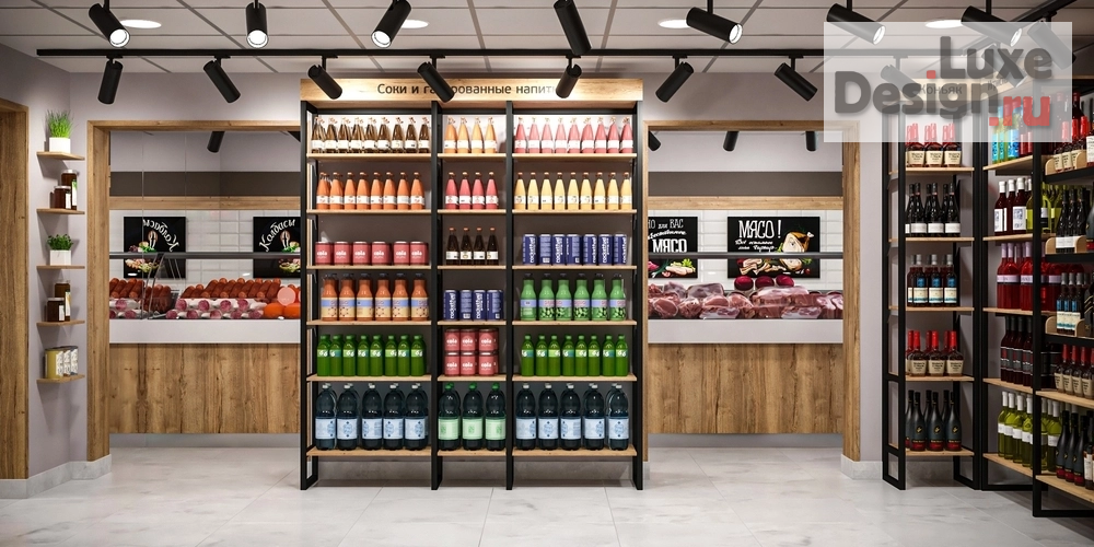 Дизайн интерьера супермаркета "ЕДА ВИНО И МЯСО магазин продуктов у дома в Челябинске" (фото 6)