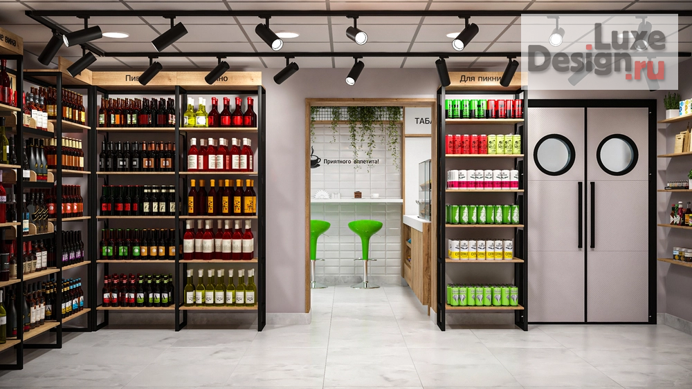 Дизайн интерьера супермаркета "ЕДА ВИНО И МЯСО магазин продуктов у дома в Челябинске" (фото 9)