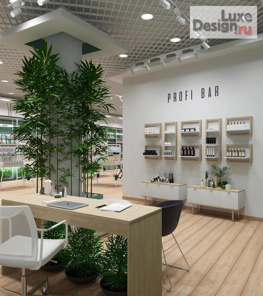 Дизайн интерьера торгового комплекса "Эффектный магазин косметики BIRUZA" (фото 7)
