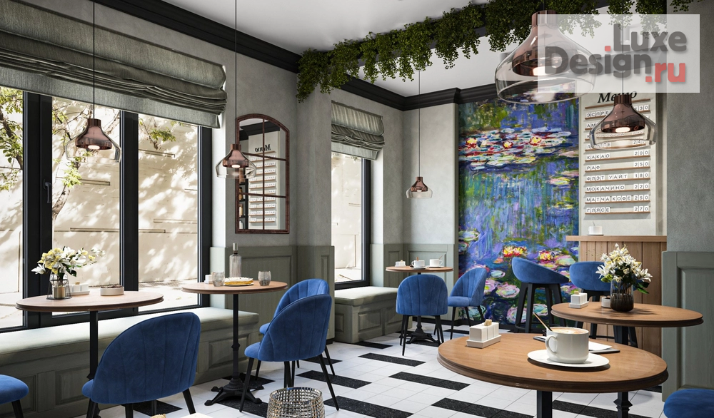 Дизайн интерьера кафе "Дизайн кофейни в Москве, как искусство "Мане и Моне"" (фото 10)