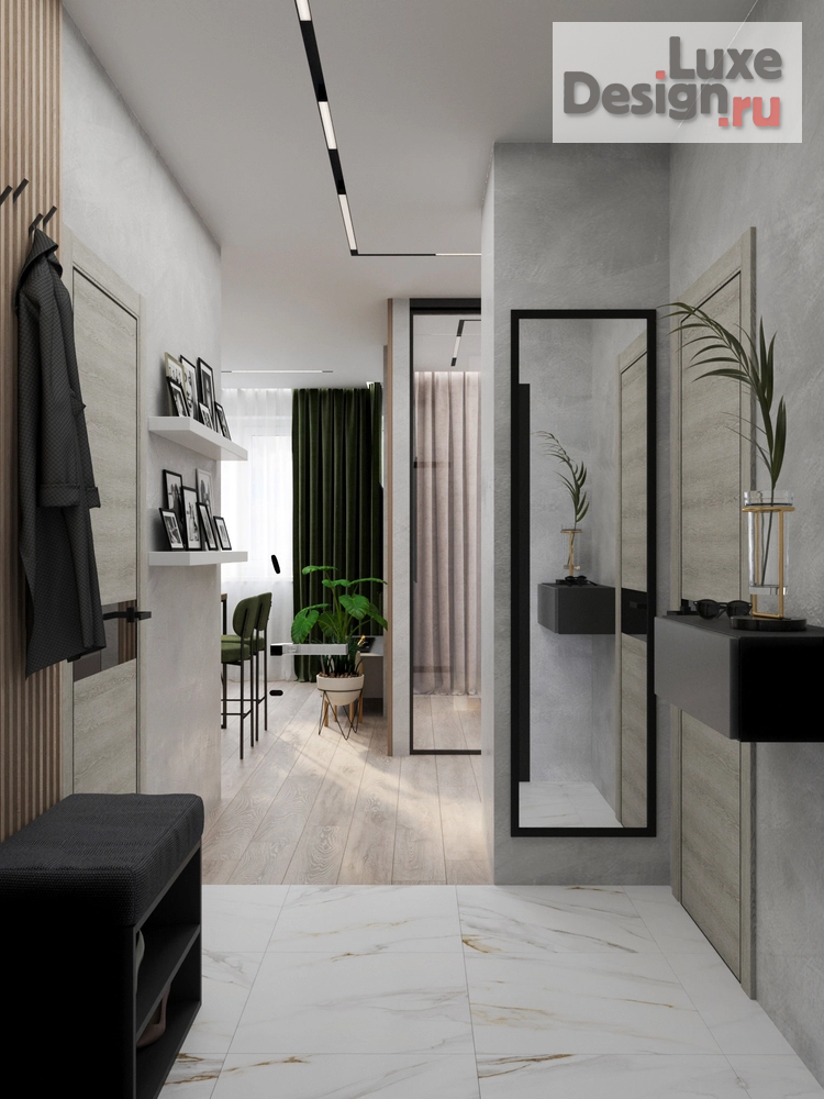 Дизайн интерьера квартиры студии "Дизайн интерьера квартиры-студии: современный стиль в элементами ваби-саби" (фото 8)