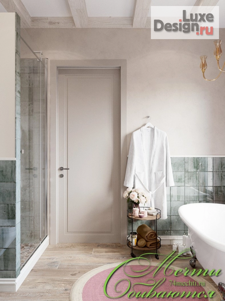 Дизайн интерьера ванной "Ванна розовой мечты и санузел цветовых контрастов" (фото 4)
