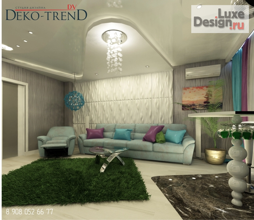 Дизайн интерьера двухкомнатной квартиры "Стильный и современный дизайн-проект квартиры для молодой семьи" (фото 3)