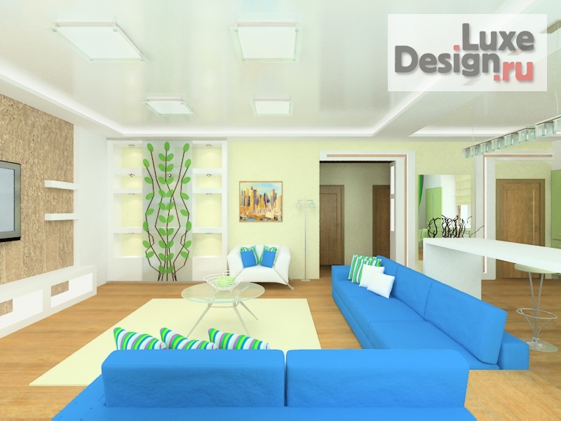 Дизайн интерьера коттеджа "интерьер кухни-гостиной" (фото 3)