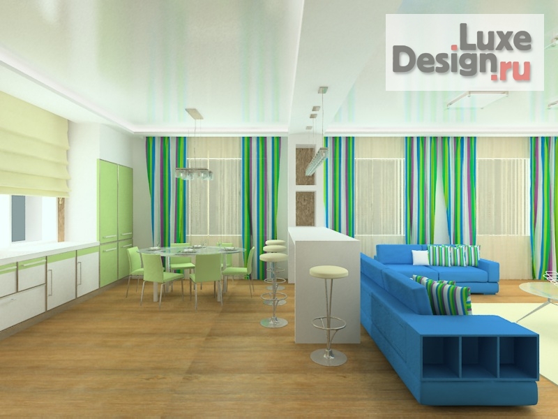 Дизайн интерьера коттеджа "интерьер кухни-гостиной" (фото 5)