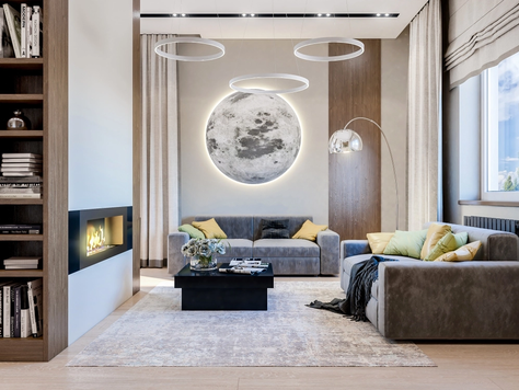 Дизайн интерьера в Челябинске "Современная гостиная-кухня в большом доме для молодой семьи, г.Челябинск"