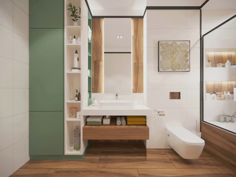 Дизайн интерьера в Челябинске "Яркая ванная в большом доме для молодой семьи, г.Челябинск"