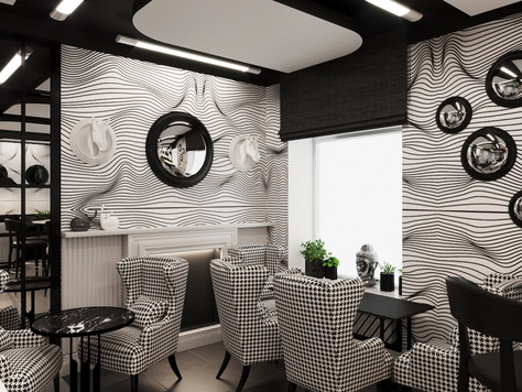 Дизайн интерьера кафе в Челябинске "кофе и молоко "