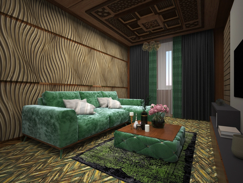 Дизайн интерьера коттеджа в Челябинске "Гостиная"