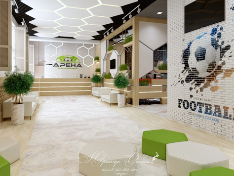 Дизайн интерьера оздоровительного комплекса в Челябинске "Спортивный комплекс Арена"