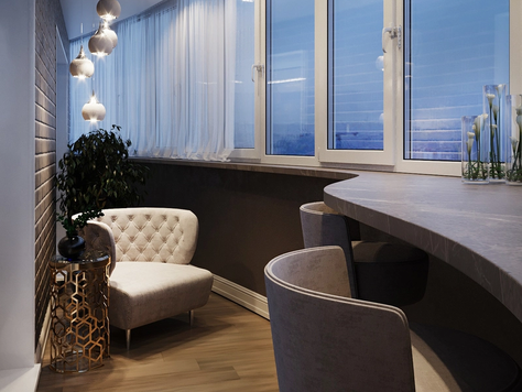 Дизайн интерьера квартиры-студии в Челябинске "Балкон"