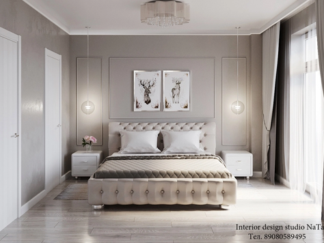 Дизайн интерьера в Челябинске "Спальная комната в бежевом цвете"