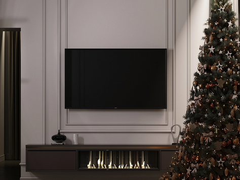 Дизайн интерьера в Челябинске "Новогодний интерьер кухни- гостиной, с приглушенным освещением "