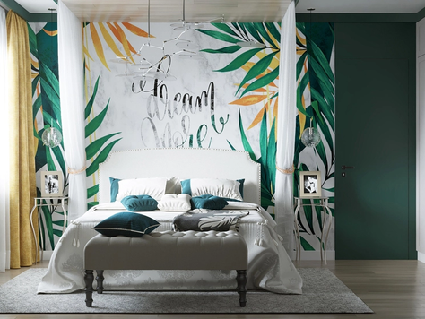 Дизайн интерьера в Челябинске "Дизайн проект спальной комнаты "Дикие тропики""