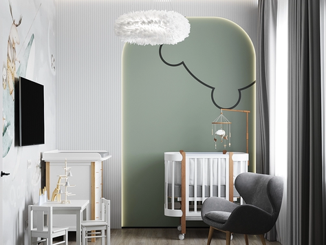 Дизайн интерьера загородного дома в Челябинске "Детская комната для новорожденного "