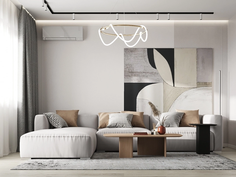 Дизайн интерьера трехкомнатной квартиры в Челябинске "Дизайн проект гостиной комнаты"