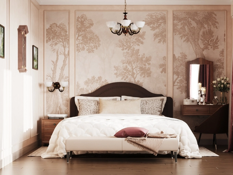 Дизайн интерьера таунхауса в Челябинске "Дизайн спальной комнаты в классическом стиле"