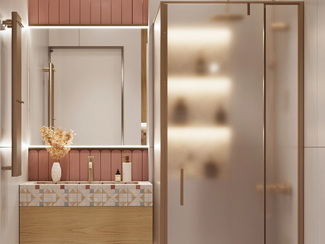 Дизайн интерьера в Челябинске "Санузел с яркой мозаикой "