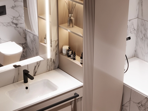 Дизайн интерьера двухкомнатной квартиры в Челябинске "Ванная комната в L-Town"