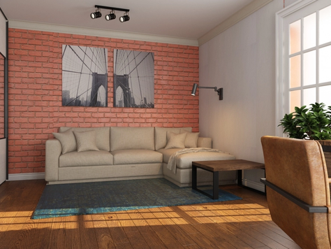 Дизайн интерьера квартир в Челябинске "Гостиная  в стиле лофт"