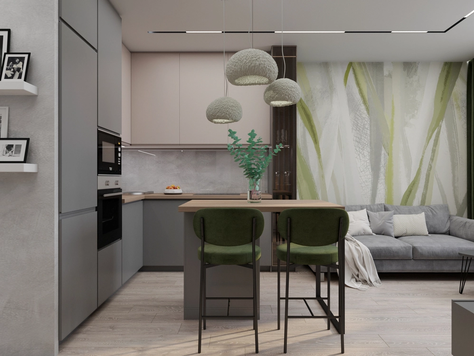 Дизайн интерьера квартиры-студии в Челябинске "Дизайн интерьера квартиры-студии: современный стиль в элементами ваби-саби"